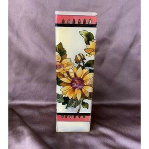 JOAN BAKER HAND PAINTED STAINED GLASS VASE 10’